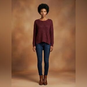 Essentials Full Tilt Burgundy Sheer Knit Sweater Sz Med